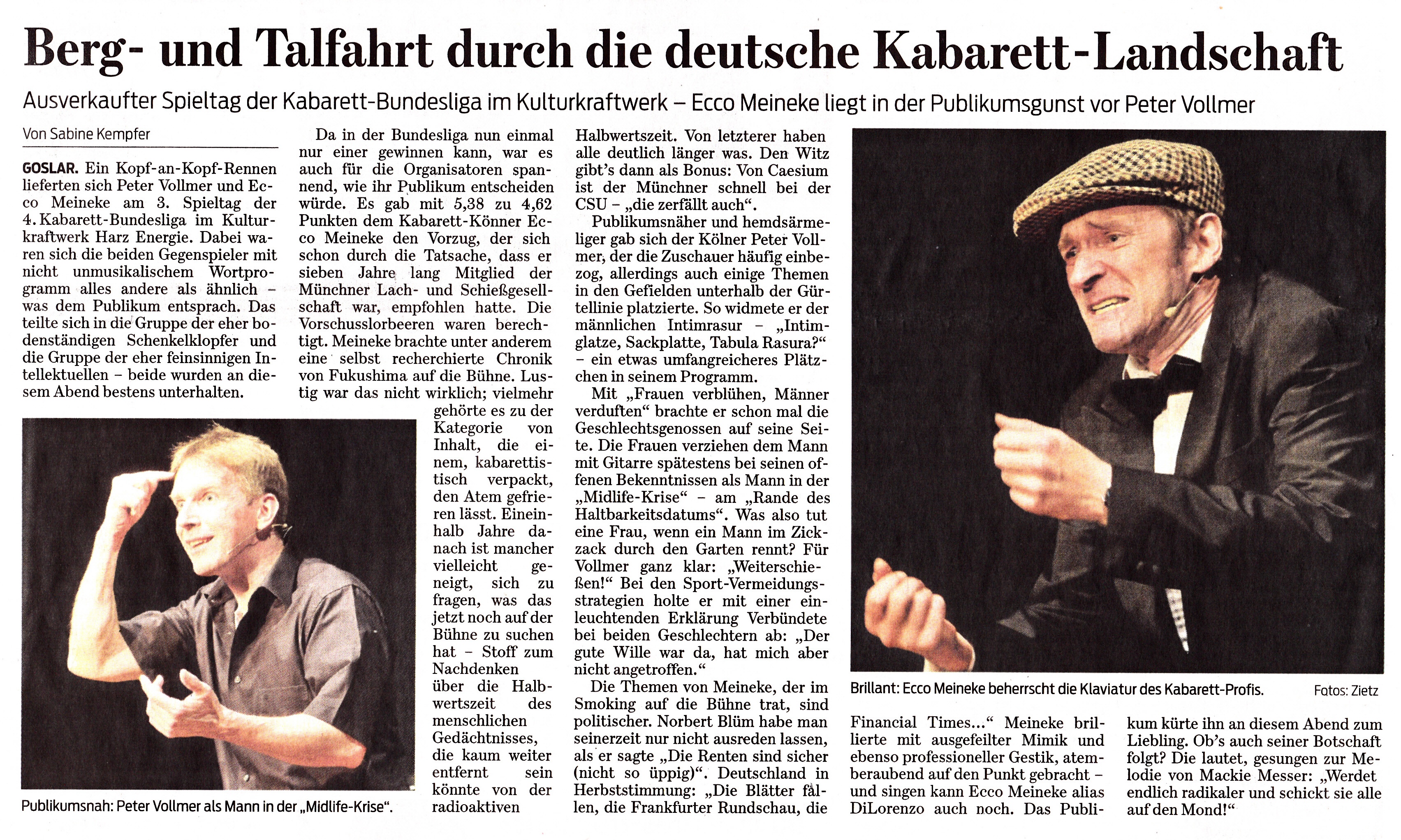 KBL Kulturkraftwerk Goslar Spiel zwischen Peter Vollmer und Ecco Meinecke KBL Kulturkraftwerk Goslar Spiel zwischen Peter Vollmer und Ecco Meinecke